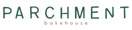 Parchment Bakehouse logo with green text on a white background